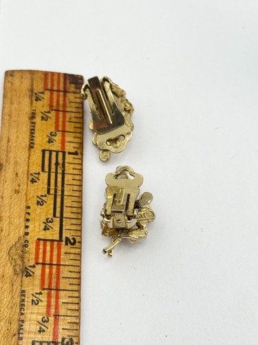 Pendientes de clip vintage de diamantes de imitación de perlas - Imagen 4 de 4