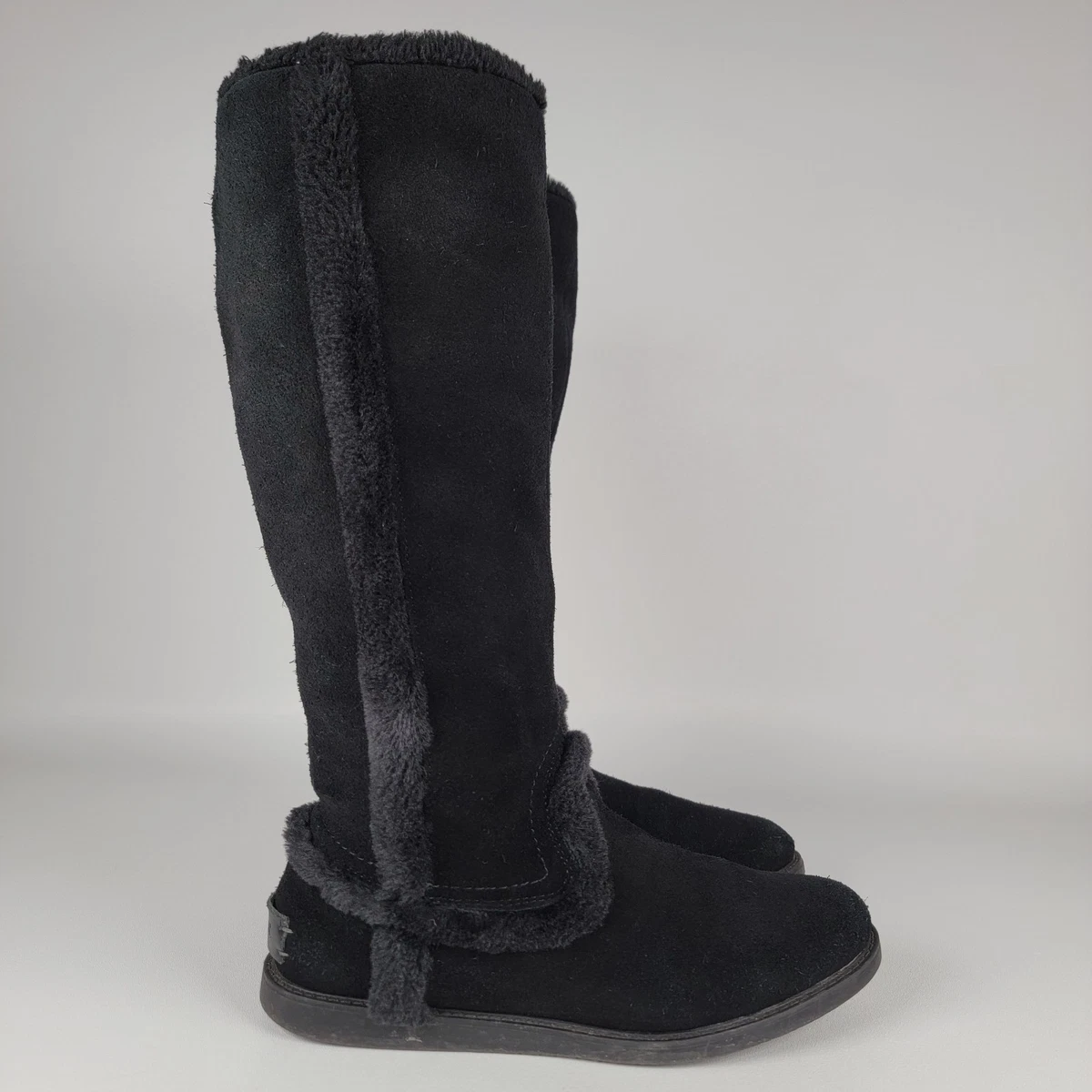 Bass Womens Black Suede Pull On Mid Calf Winter Boots Size 7 Bass Black Mid-Calf Boots for Women for sale | eBay main image 2