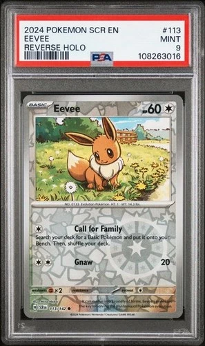 2024 Pokemon Stellar Crown Eevee REVERSE HOLO #113 PSA 9 MINT