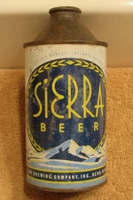 1940s SIERRA BEER, IRTP, cone top beer can, RENO, Nevada