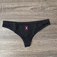 Pink By Victoria  s Secret Xs, Black Vented Halloween Seamless Thong Panties
