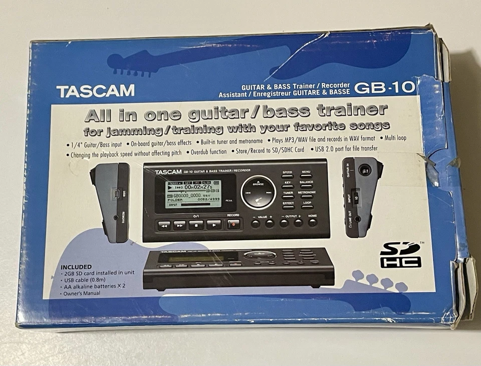 Tascam GB-10 Guitar/Bass Trainer and Recorder with 2GB Memory Card, Excellent - Image 2 of 4