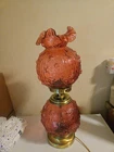 Vintage Fenton Glass  Lamp Cabbage Style No Chimney Included