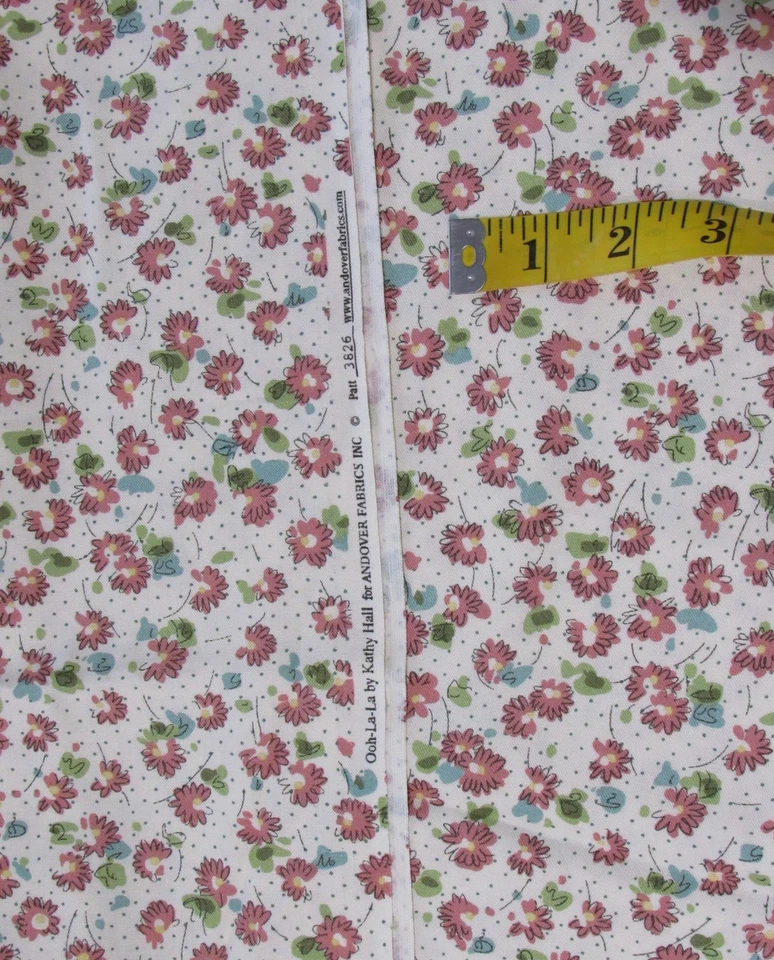 7/8 yd OOH-LA-LA Kathy Hall #3826 Ditzy Floral Dot Andover Cotton Quilt Fabric - Image 2 of 2