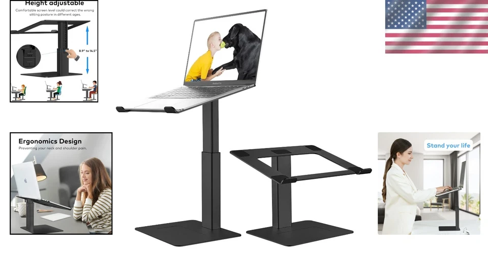 Sleek Black Aluminum Laptop Stand with Heat Dissipation for 10-17" Devices - Image 2 of 4