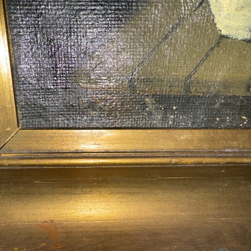 Vintage Oil On Canvas Painting Of a Lady Looking Through The Window-21.5”x 17.5” - Picture 11 of 22