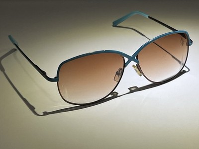 Vintage RARE Baby Phat Sunglasses Half Rim With Light Blue Criss Cross Y2K VTG