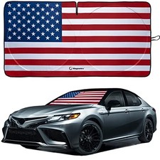 American Flag Windshield Sun Shade, High-Resolution Large USA Original Flag