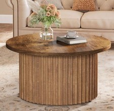 Tribesigns - Round Coffee Table, 31.5'' - Wood Center Table with Fluted Base