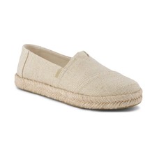 TOMS Alpargata Rope 2.0 Espadrilles Slip-On Flats Champagne Glimmer Slub Canvas