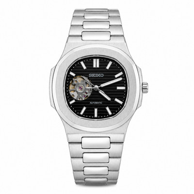 Seiko Automatic Open Heart Luxury Men's Watch 40-42mm Stainless Steel Black Dial