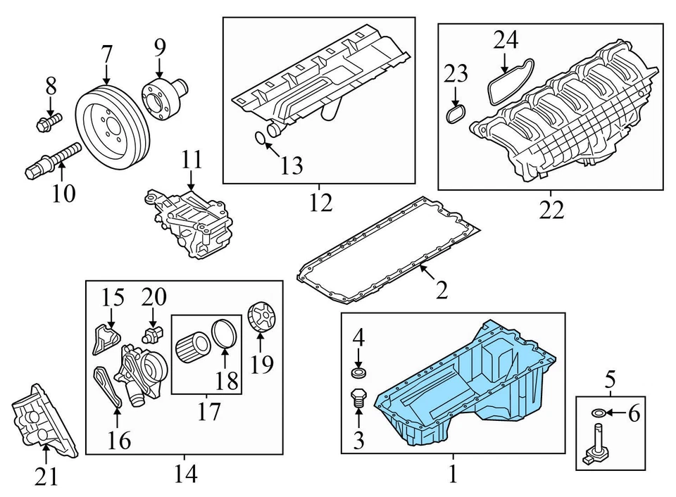 BMW X5 2014-2018 3,0 L - cárter de aceite del motor 7635651 Foto 4 de 4