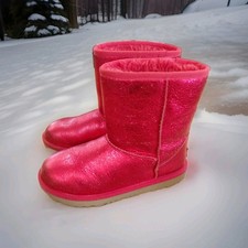 UGG CLASSIC II METALLIC SPARKLE RED BOOTS Kid's Size 3 Authentic 1125372K Read 