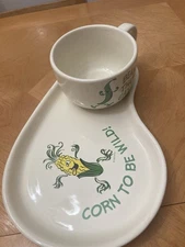 2003 WMG Corn To Be Wild Sandwich Plate With Bean All You Can Bean Soup Cup