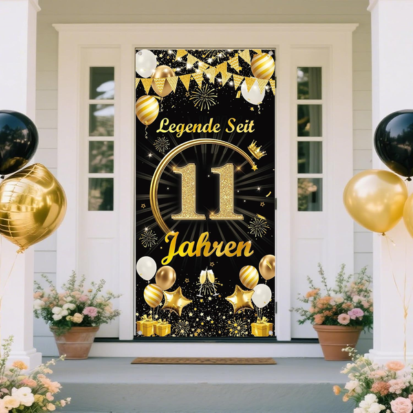 Deko 11 Geburtstag Jungen MäDchen Banner - Schwarz Gold Legende Seit 11 Jahren T-image
