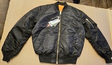 NWT Alpha Industries Flight Jacket Black MA-1 Reversible M "The Crown Is Yours"