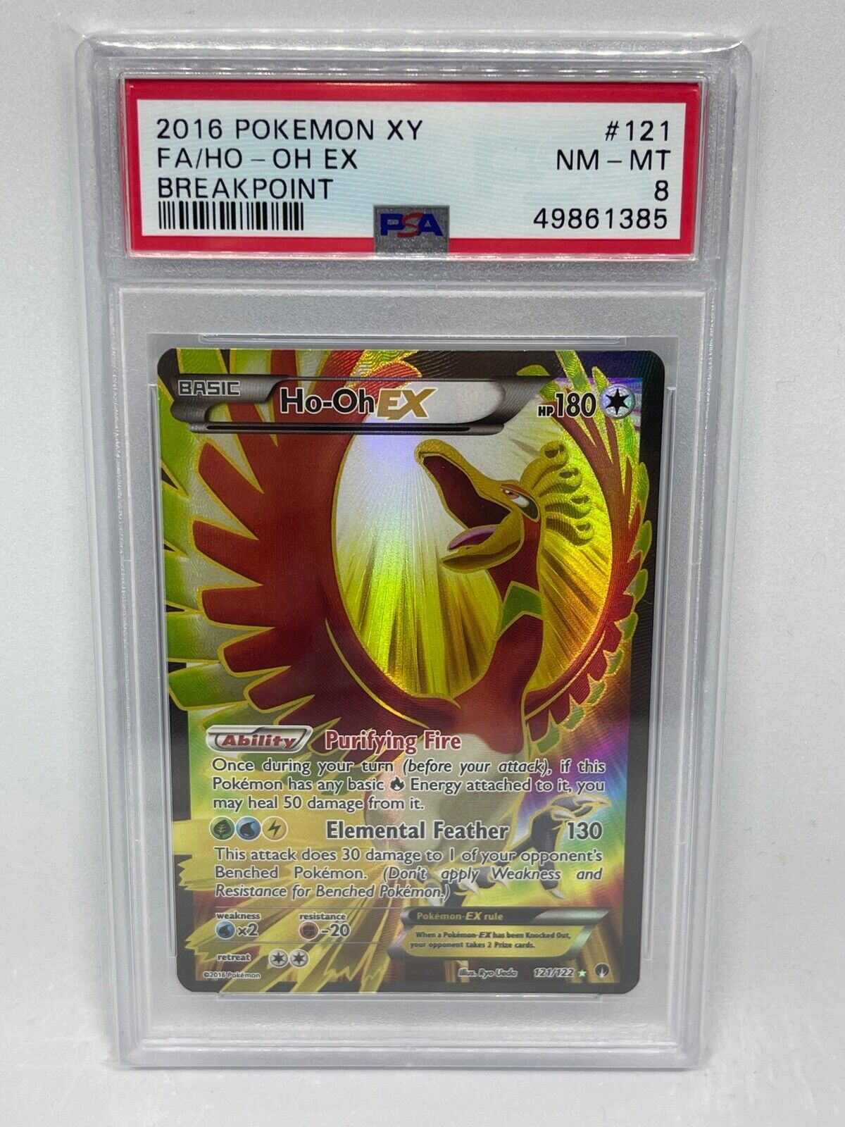 Ho-Oh EX #121/122 Full Art [PSA NM-MT 8] 2016 Pokemon XY Breakpoint *HOT*