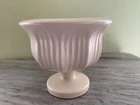 VINTAGE HAEGER WHITE PEDESTAL PLANTER CLASSIC PATTERN MATTE FINISH