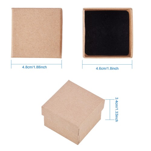 24 Cardboard Jewelry Gift Boxes Square Bracelet Ring Earring Boxes Tan 5x5x3.2cm - Picture 2 of 7