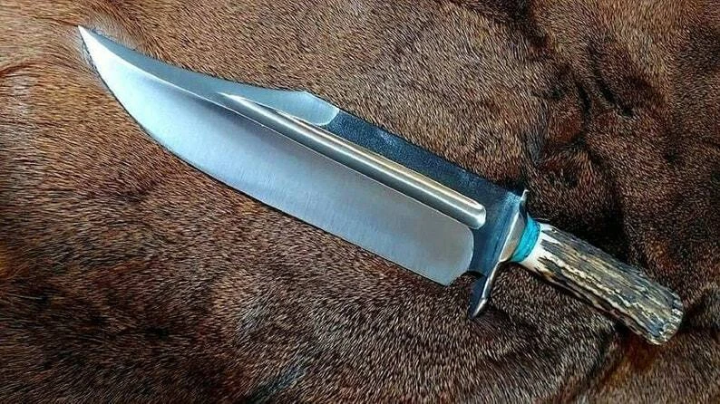 Нож-бабочка ручной работы с сценическим рожком ручной работы из высокоуглеродистой стали 18 дюймов  - Изображение 2 из 4