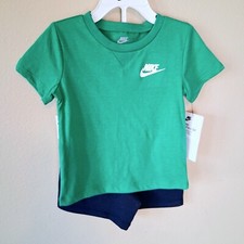 Nike Sportswear Shorts Set 24M Boys Blue Green Solid Colors Logo