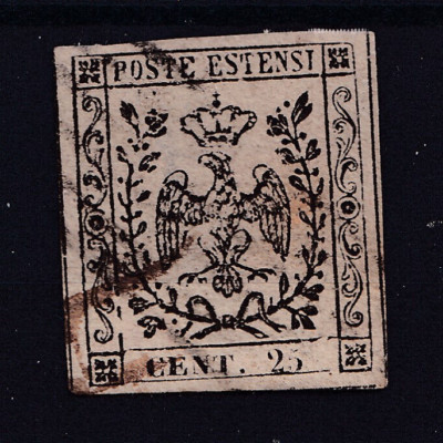 modena 1852 issue without dot after the figure 25 cents no.4