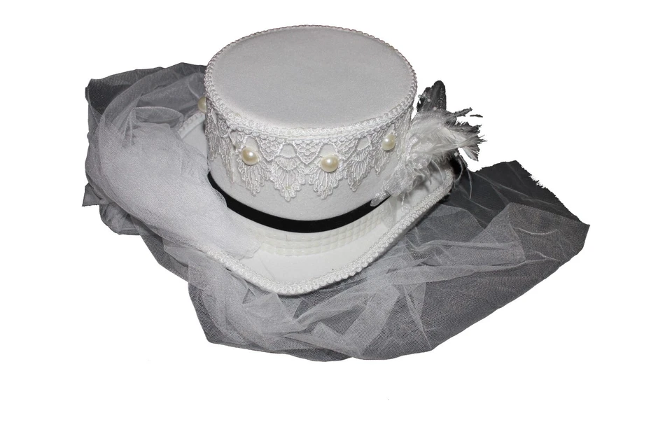 Deluxe Velvet 5.5" Steampunk Glasses Victorian Top Hat Cameo Veil Feathers 1 Siz - Image 4 of 4