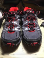 fila men's headway 6 gray/red/black trail running shoe