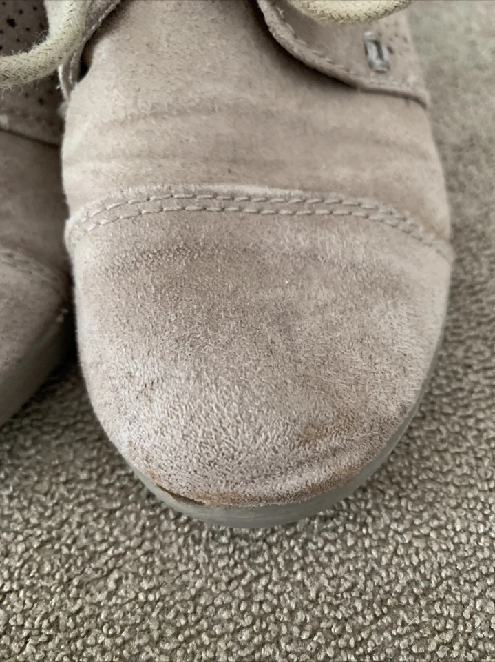 So Brand Talla 12 Tostado Imitación Gamuza Niñas Botines Zapatos de Cuña (AH) Foto 2 de 4