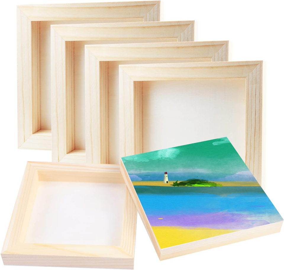 10 Pcs 6X6 Wood Panel Boards, Unfinished Wood Canvas Wooden for Crafts