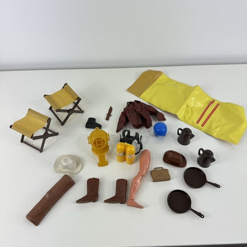 Vintage Mattel Big Jim Action Figure Accessories Scuba Football Camping Chairs