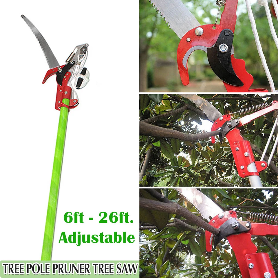 GRELE Tree Pruner Pole 26 ft. Saw Branch Limb Pruning Cutter Trimmer Extendable Shaft