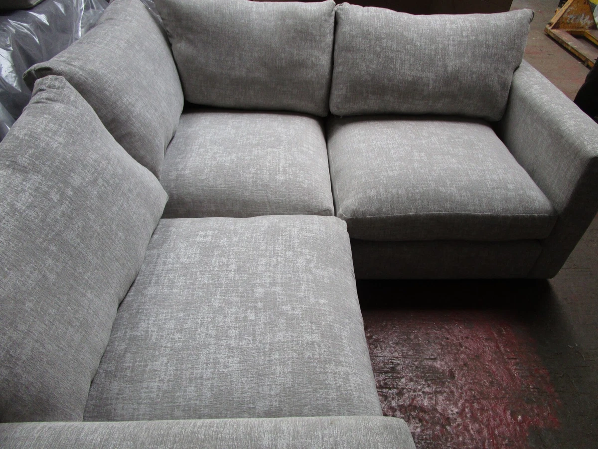 OAK FURNITURELAND MALVERN CORNER SOFA SILVER FABRIC DELIVERY