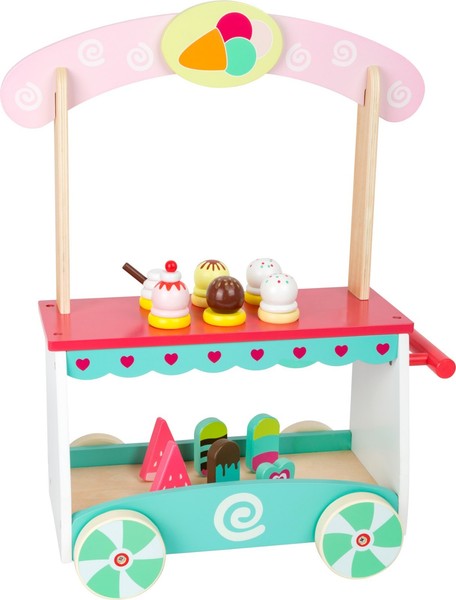 Eiswagen Eis 19 Teile Wagen Ca. 32 X 20 X 50 Cm ArbeitshöHe Ca. 23 Cm Holz-image
