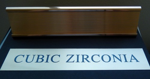 SIGN HOLDER / Gold Tone w. Black Letters/ 14 Karat Gold or Cubic Zirconia - Picture 11 of 12