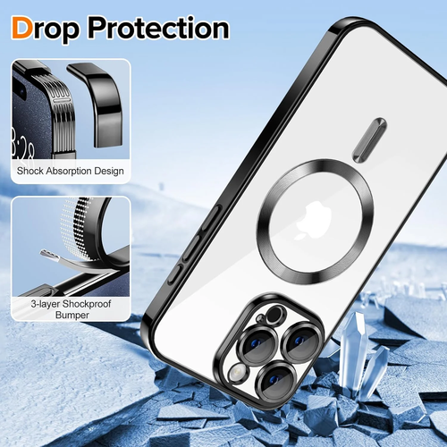 Funda delgada a prueba de golpes para teléfono celular para Apple iPhone 15 Pro Max, negra - Imagen 3 de 12