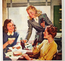 Office Lunch Coca Cola Vintage 1947 Ad Magazine Print Drink Coke Soda Pop Glass