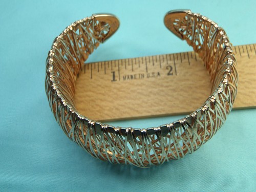 Sterling Silver 925 Wire Mesh Tapered Cuff Bracelet Signed ITALY MILOR 34 Grams - Picture 9 of 12