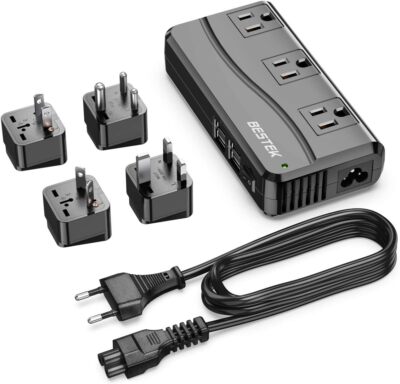 BESTEK Universal Travel Adapter 100-220V to 110V Voltage 02 EU Plug Black 