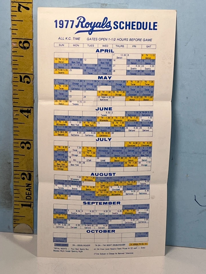 1977 Kansas City Royals Super Summer Baseball Schedule Pizza Hut - Image 2 of 3