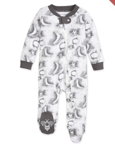 NWT Burt's Bees Baby Organic Footed Sleeper Cloudy Night Newborn - Foto 1 di 4