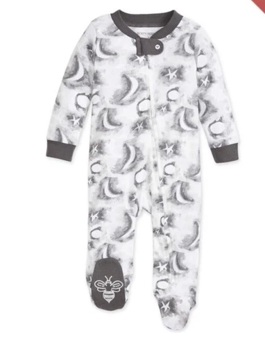 NWT Burt's Bees Baby Organic Footed Sleeper 0-3 Months Cloudy Night