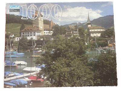 New Hasbro Berner Oberland Switzerland 1000 Piece Puzzle Guild Boats Castle