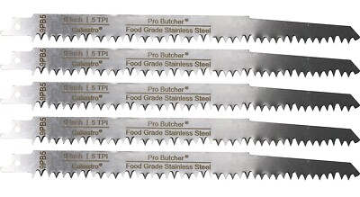 9-Inch Stainless Steel Meat Bone Cutting Saw Blades for Reciprocating Saw 5-Pack