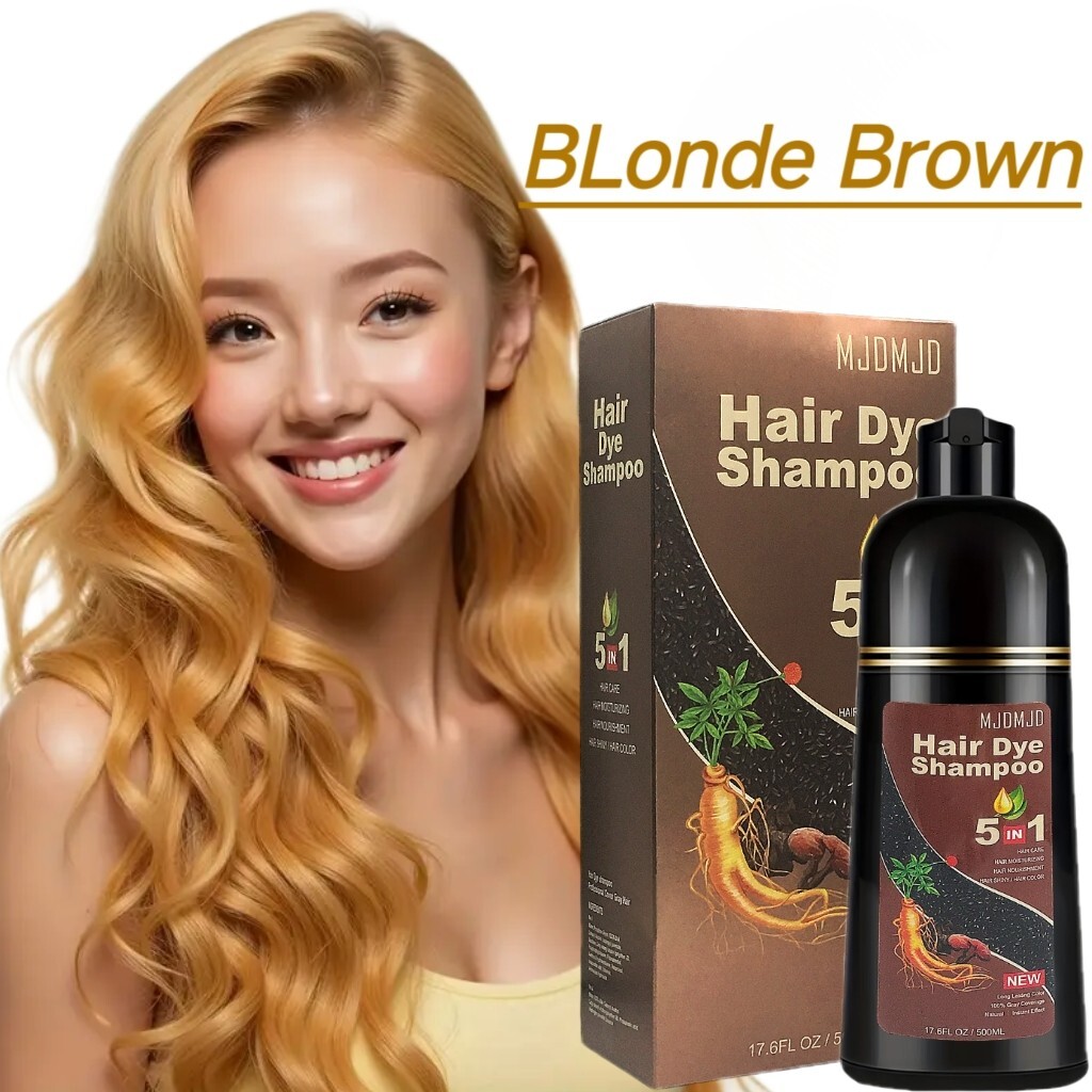 5-in-1 Black Hair Dye Shampoo &ndash; Keratin, Gray Cover, Ammon