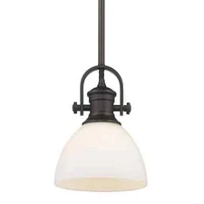 Golden Lighting Hines 1-Light Rubbed Bronze Standard Mini Pendant w/Glass Shade