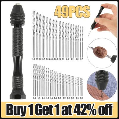 49PCS Mini Tiny Micro HSS Twist Drill Bit Set 0.5-3.0mm Hand Model Craft DIY Kit