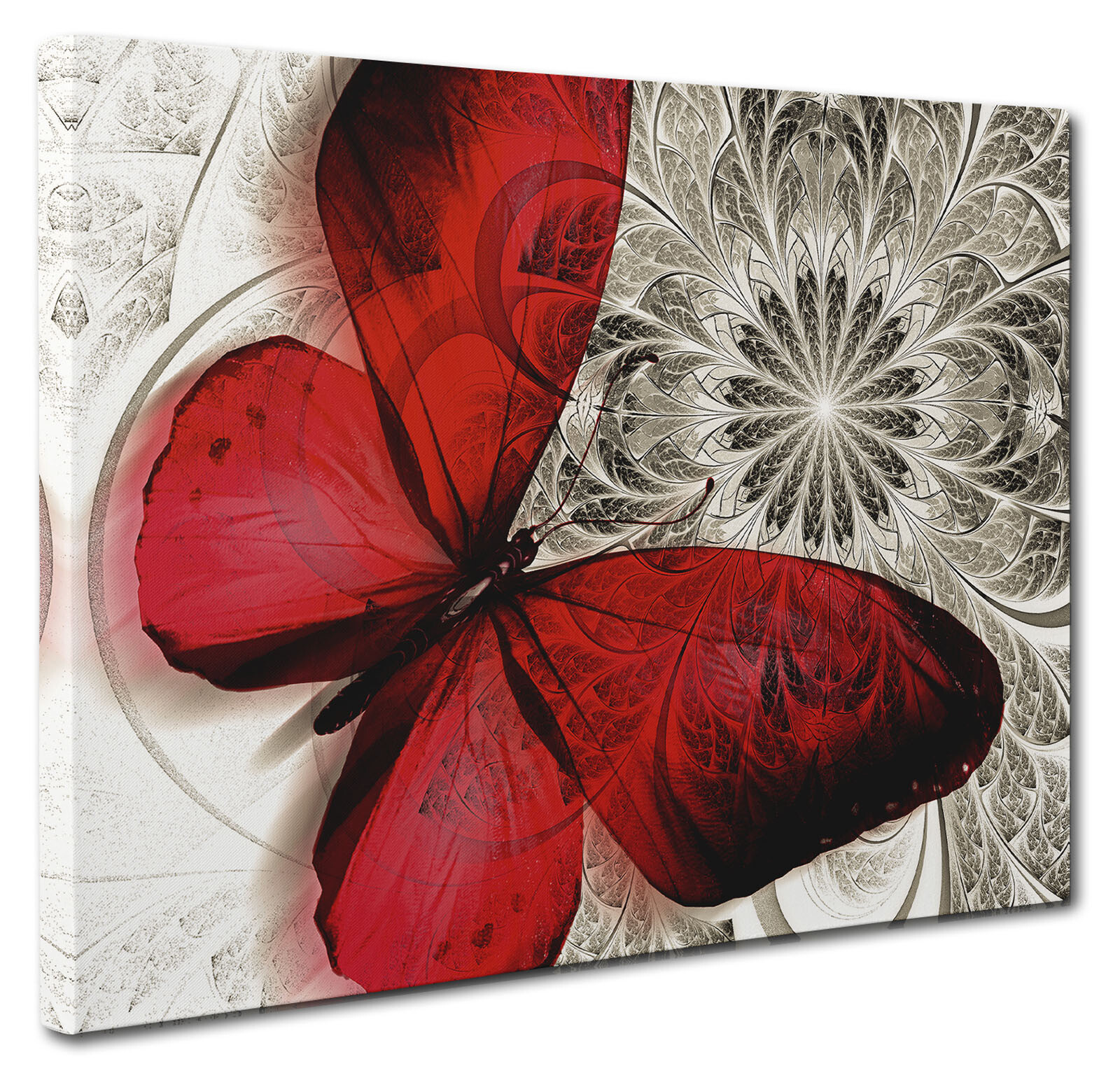 Abstract Canvas Print Floral Butterfly Pink Grey Unique Wall Art