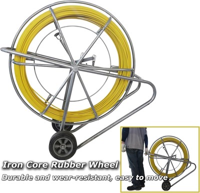 492Ft Fish Tape Fiberglass Reel Wire Cable Running Rod Duct RodderFishtapePuller