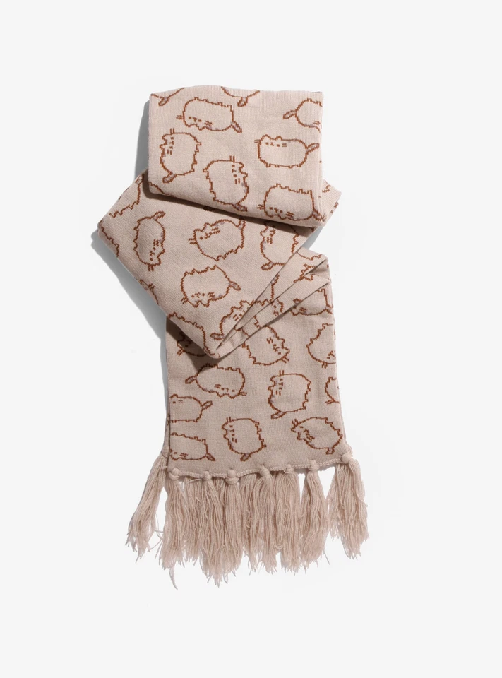 Bufanda Pusheen Facebook Cat Toss estampado por todas partes flecos tostados cuello cálido con licencia nueva con etiquetas Foto 2 de 2